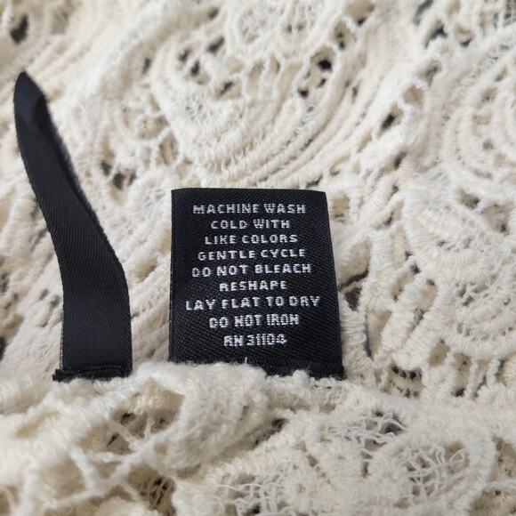 Boho Crochet Lace Tank Top Womens Small Ivory Sheer Festival New Directions - Picture 10 of 11